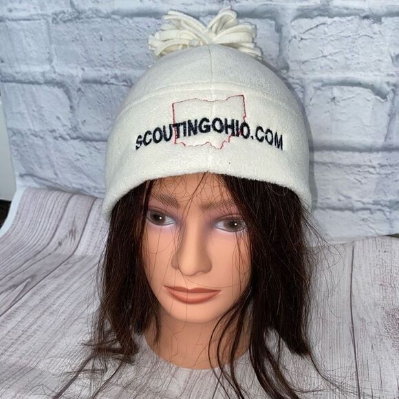 Old navy scouting Ohio logo fleece beanie w/ball white one size - Picture 1 of 5